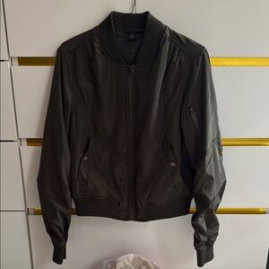 Aqua Olive Green Women's Bomber Jacket - Size Medium